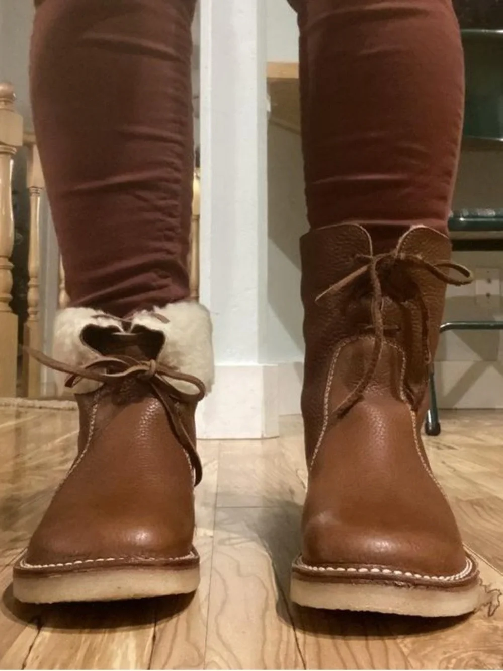 Duckfeet Unisex Århus Wool-lined Pebbled Leather Boots Nut Cognac Camel 39